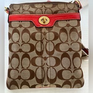Coach Brown and Red Crossbody Bag